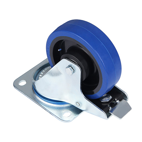 Blue Elastic Rubber Swivel Castor with Total Lock