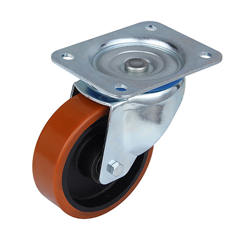 Brown Polyurethane Swivel Castor with Casting Iron Core