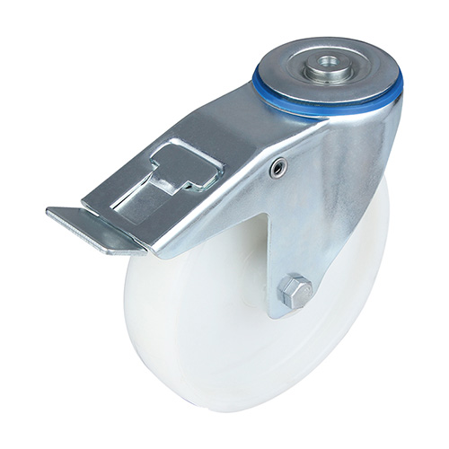 White Injection Polypropylene Swivel Castor with Bolt Hole and Total Lock