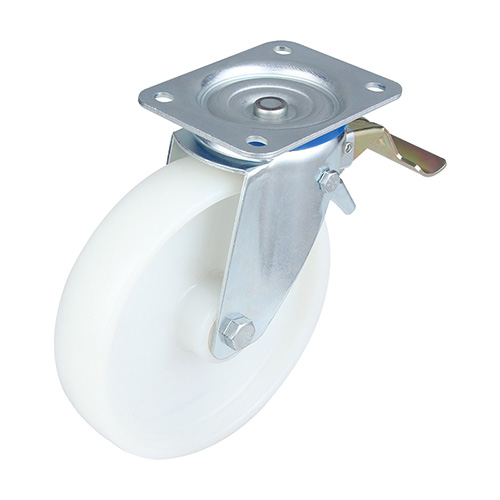 White Injection Polypropylene Swivel Castor with Front Lock