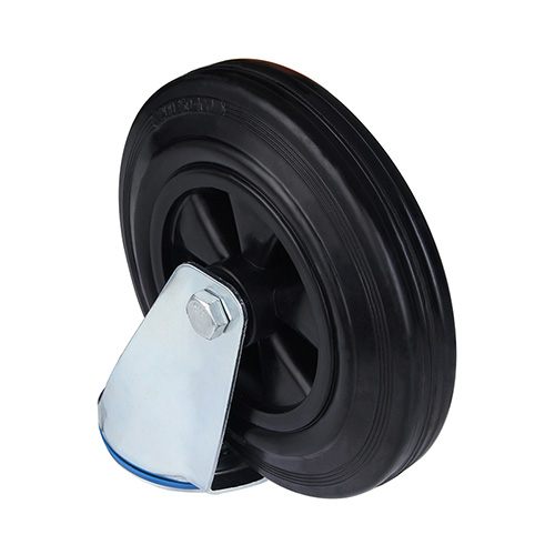 Black Solid Rubber Swivel Castor with Bolt Hole 