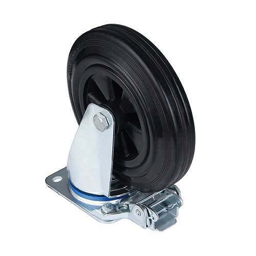 Black Solid Rubber Swivel Castor with Directional Lock