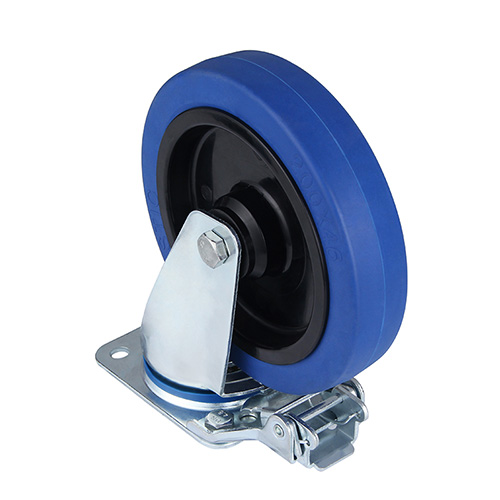 Blue Elastic Rubber Swivel Castor with Directional Lock