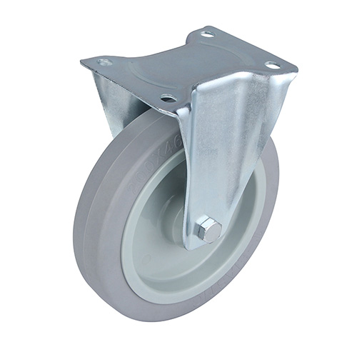 Grey Elastic Rubber Fixed Castor with Roller Bearing
