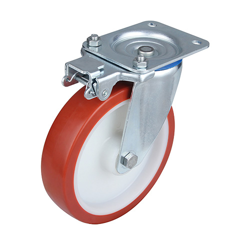 Red Injection Polyurethane Swivel Castor with Directional Lock