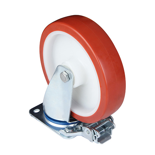 Red Injection Polyurethane Swivel Castor with Directional Lock