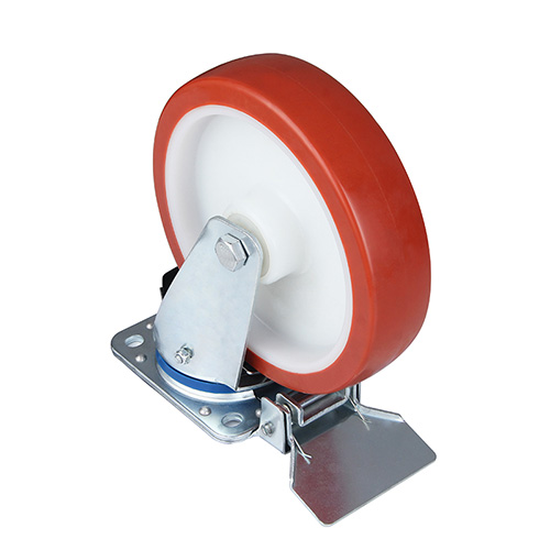 Red Injection Polyurethane Swivel Castor with Central Lock