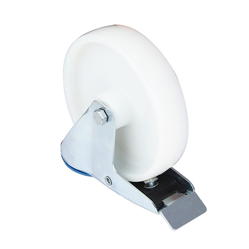 White Polyamide Swivel Castor with Bolt hole and Total Lock