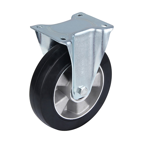 Black Elastic Rubber Castors for Silvery Casting-Aluminium Wheel Centre	