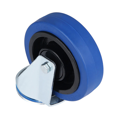 Blue Elastic Rubber Swivel Castor With Bolt Hole with Black Samll Plastic Thread guards