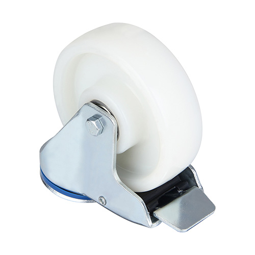 White Polyamide Swivel Castor with Bolt Hole and Total Lock
