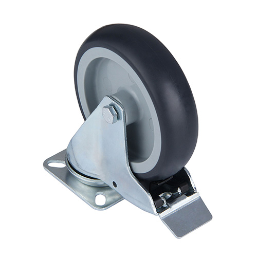 Grey Thermoplastic Rubber Institutional Swivel Castor with Total Lock