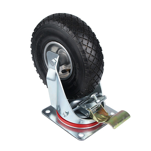Pneumatic Rubber wheel Castors with Pressed Steel Wheel Centre