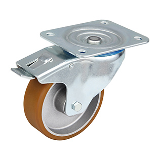  Brown Polyurethane Swivel Castor with total lock