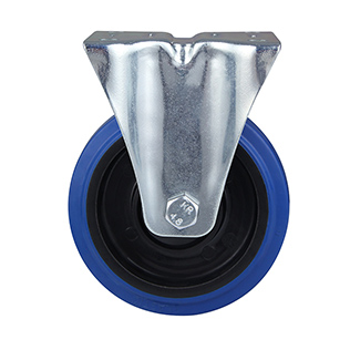 Blue Elastic Rubber Fixed Castor with Polyamide Wheel Centre