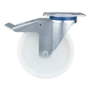 White Polyamide Swivel Castor with Total Lock