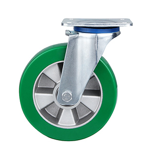 Green Elastic Polyurethane Swivel Castor with Two Ball bearings