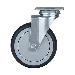 Grey Thermoplastic Rubber Institutional Swivel Castors with Grey Plastic Thread Guards
