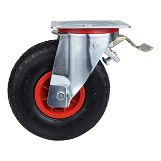 Pneumatic Rubber wheel Swivel Castor with Total Lock 