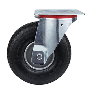 Pneumatic Rubber wheel Swivel Castor with Pressed Steel Wheel Centre