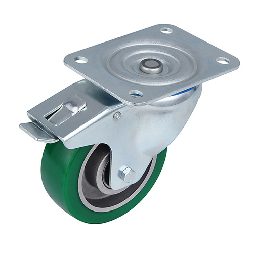 Green Elastic Polyurethane Swivel Castor with Total Lock