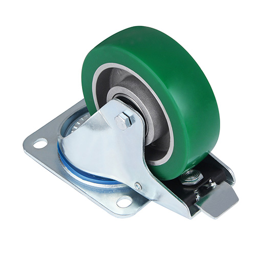 Green Elastic Polyurethane Swivel Castor with Total Lock