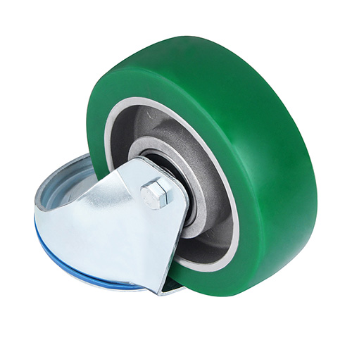 Green Elastic Polyurethane Swivel Castor with Bolt Hole 