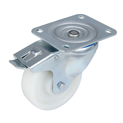 White Polyamide Swivel Castor with Total Lock