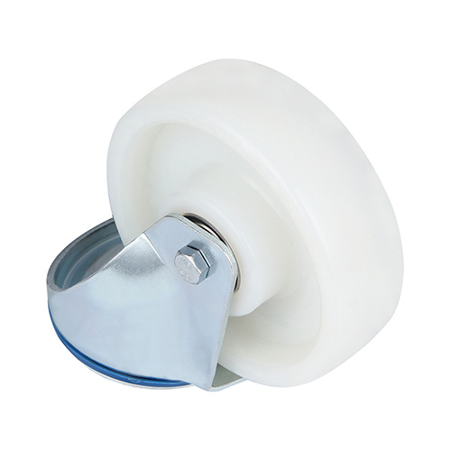 White Polyamide Swivel Castor with Bolt Hole