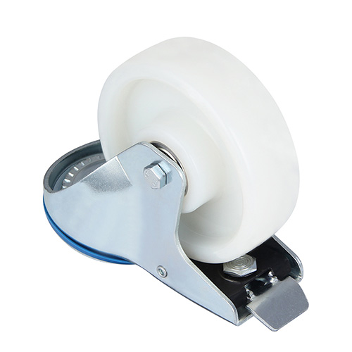 White Polyamide Swivel Castor with Bolt Hole and Total Lock