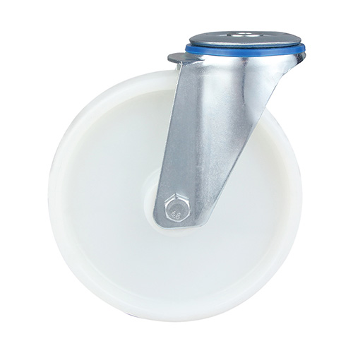 White Injection Polypropylene Swivel Castor with Bolt Hole