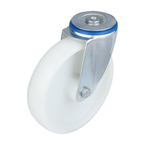 White Injection Polypropylene Swivel Castor with Bolt Hole