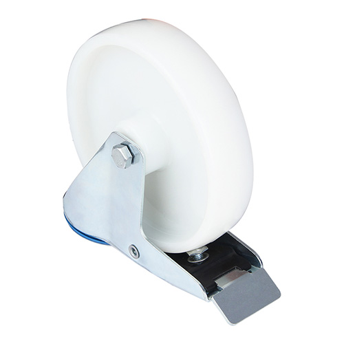 White Injection Polypropylene Swivel Castor with Bolt Hole and Total Lock