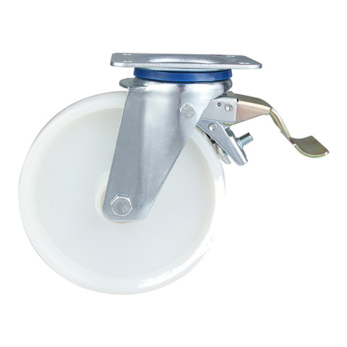 White Injection Polypropylene Swivel Castor with Front Lock