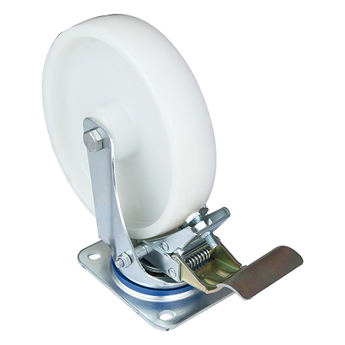 White Injection Polypropylene Swivel Castor with Front Lock