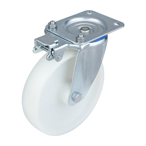 White Injection Polypropylene Swivel Castor with Directional Lock