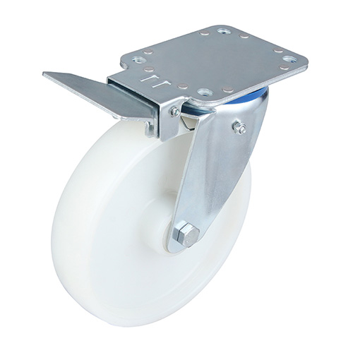 White Injection Polypropylene Swivel Castor with Central Lock