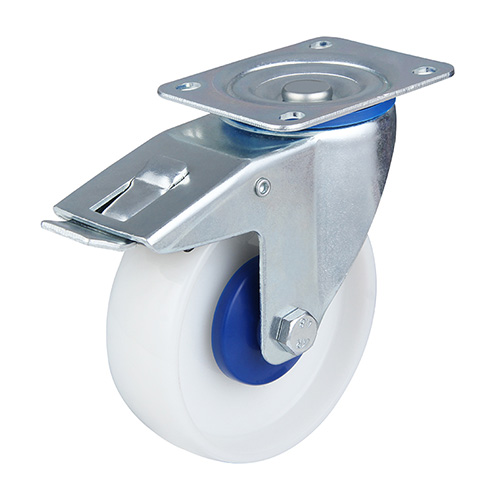 White Injection Polypropylene Swivel Castor with Total Lock