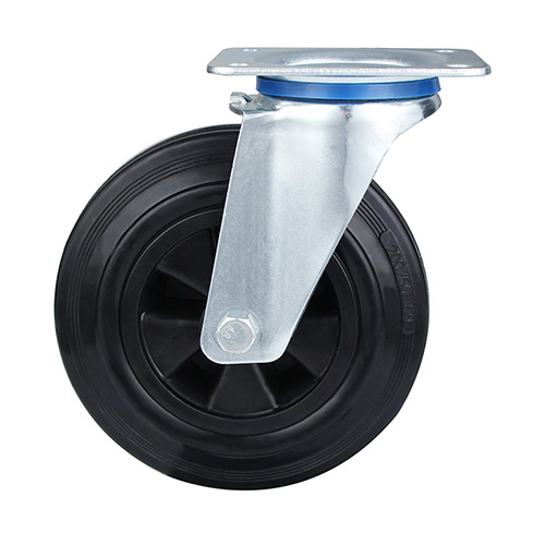 Black Solid Rubber Swivel Castor