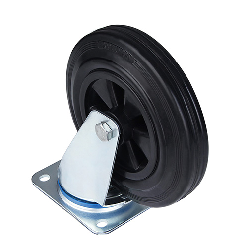 Black Solid Rubber Swivel Castor