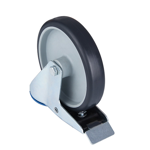 Grey Thermoplastic Rubber Swivel Castor with Bolt hole and Total Lock