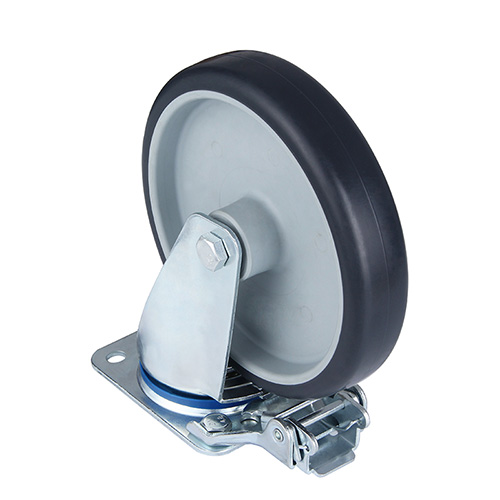 Grey Thermoplastic Rubber Swivel Castor with Directional Lock