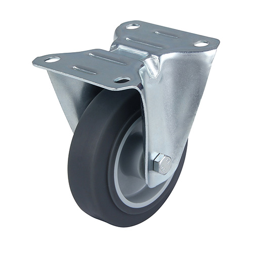 Grey Thermoplastic Rubber Fixed Castors with Roller Bearing