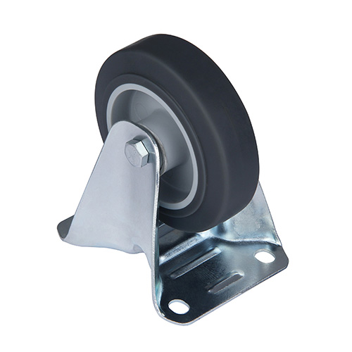 Grey Thermoplastic Rubber Fixed Castors with Roller Bearing