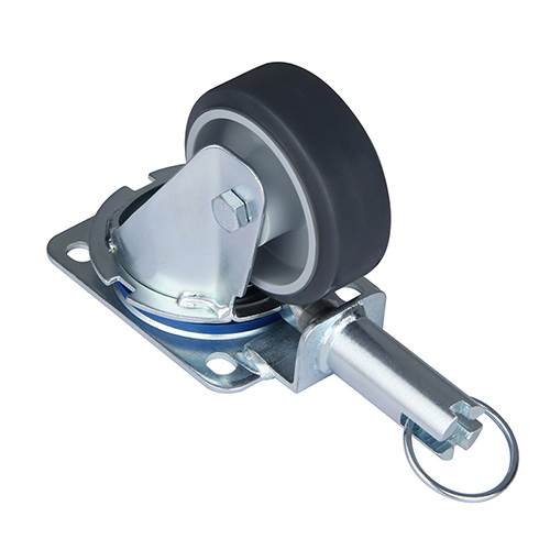 Grey Thermoplastic Rubber Swivel Castor with Directional Lock with Roller Bearing