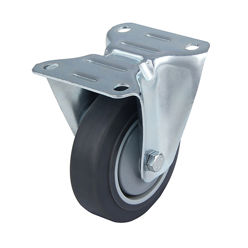 Grey Thermoplastic Rubber Fixed Castor with Roller Bearing with Grey Samll Plastic Thread Guards