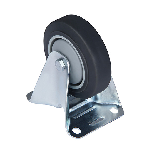 Grey Thermoplastic Rubber Fixed Castor with Roller Bearing with Grey Samll Plastic Thread Guards