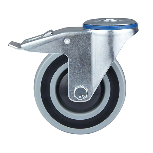 Grey Polypropylene Sandwich Swivel Castor with Bolt Hole and Total Lock