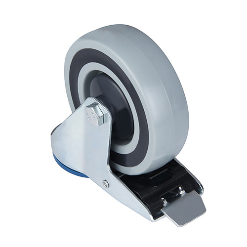 Grey Polypropylene Sandwich Swivel Castor with Bolt Hole and Total Lock