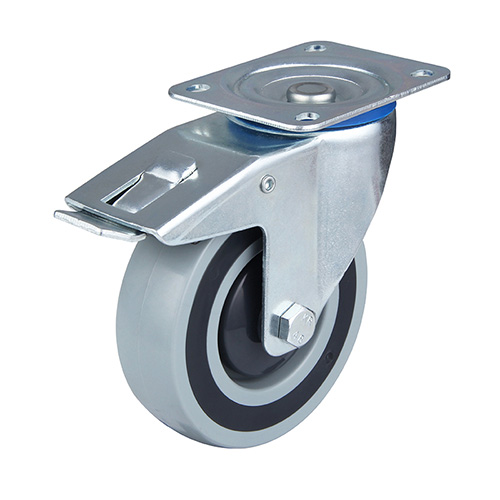 Grey Polypropylene Sandwich Swivel Castor with Total Lock with Central Ball Bearing